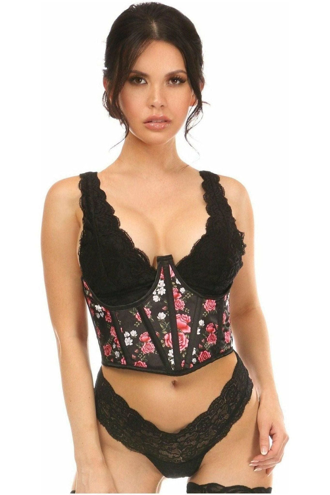 Daisy Corsets Lavish Floral Satin Open Cup Waist Cincher