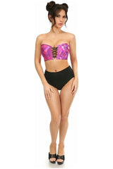 Daisy Corsets Lavish Fuchsia Holo Lace-Up Bustier Top