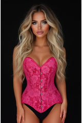 Daisy Corsets Lavish Fuchsia Lace Overbust Corset Sweetheart Neckline Busk Closure