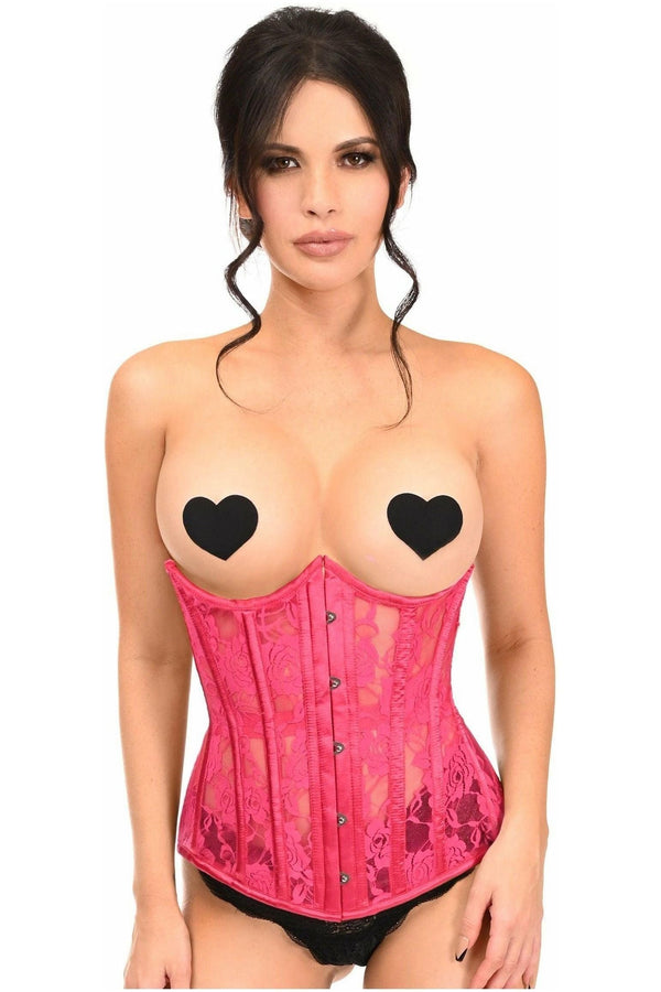 Daisy Corsets Lavish Fuchsia Sheer Lace Underwire Open Cup Underbust Corset