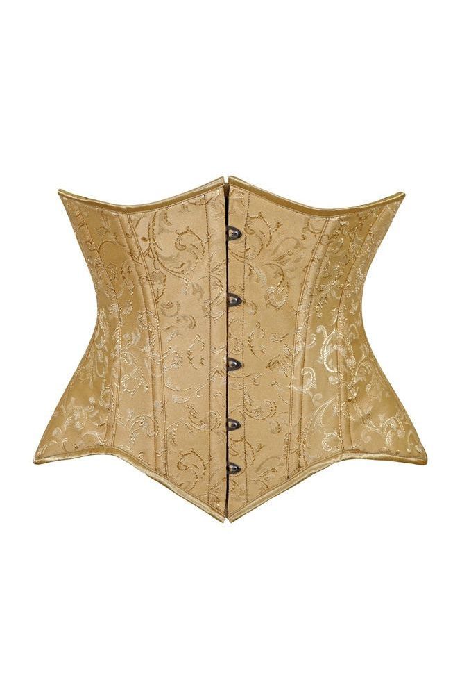 Daisy Corsets Lavish Gold Brocade Waist Cincher Under Bust Corset w/Front Busk Closure