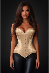 Daisy Corsets Lavish Gold Satin Overbust Corset Sweetheart Neckline Busk Closure