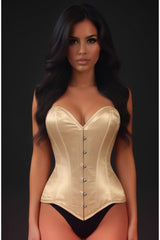 Daisy Corsets Lavish Gold Satin Overbust Corset Sweetheart Neckline Busk Closure