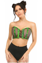 Daisy Corsets Lavish Holo & Fishnet Lace-Up Short Bustier Top