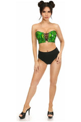 Daisy Corsets Lavish Green Holo Lace-Up Bustier Top