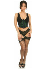 Daisy Corsets Lavish Green w/Black Lace Overlay Open Cup Waist Cincher