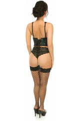 Daisy Corsets Lavish Green w/Black Lace Overlay Open Cup Waist Cincher