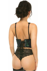 Daisy Corsets Lavish Green w/Black Lace Overlay Open Cup Waist Cincher
