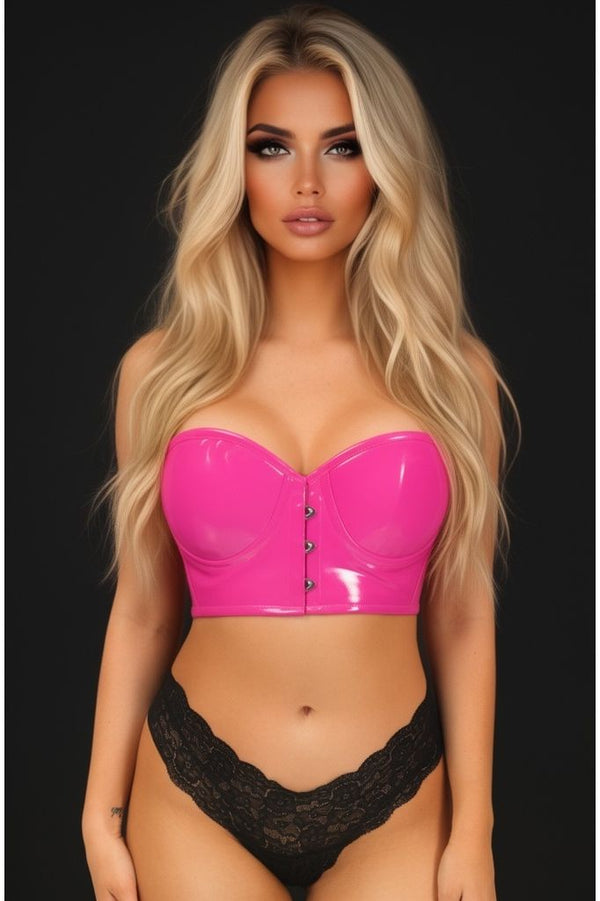 Daisy Corsets Lavish Hot Pink Patent PVC Underwire Short Bustier