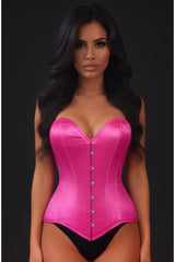 Daisy Corsets Lavish Hot Pink Satin Overbust Corset Sweetheart Neckline Busk Closure