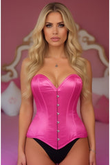 Daisy Corsets Lavish Hot Pink Satin Overbust Corset Sweetheart Neckline Busk Closure