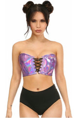 Daisy Corsets Lavish Lavender Holo Lace-Up Bustier Top