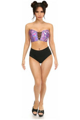 Daisy Corsets Lavish Lavender Holo Lace-Up Bustier Top