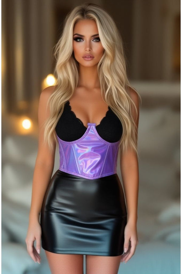 Daisy Corsets Lavish Lavender Holo Open Cup Underwire Waist Cincher