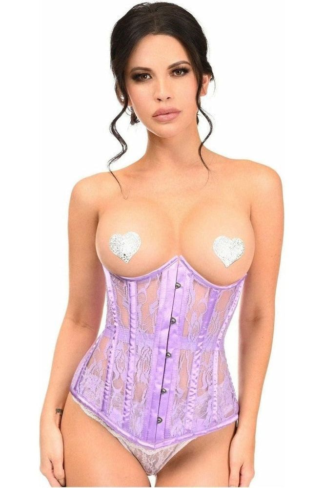 Daisy Lavish Lavender Sheer Lace Underwire Open Cup Underbust Corset