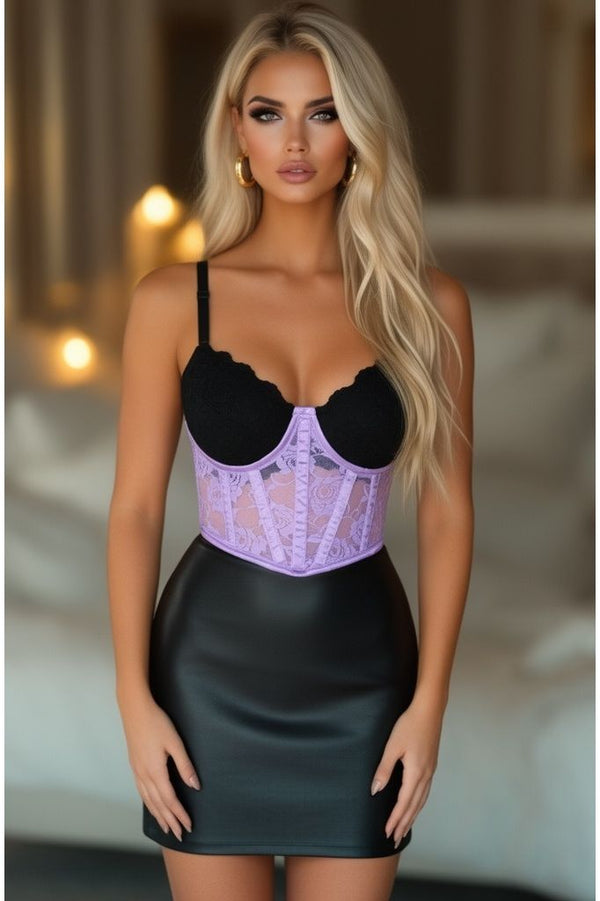 Daisy Corsets Lavish Lavender Sheer Lace Underwire Waist Cincher Corset