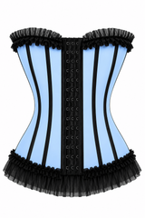 Daisy Corsets Lavish Lt Blue w/Black Lycra Hook & Eye Stretch Bustier Corset