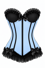 Daisy Corsets Lavish Lt Blue w/Black Lycra Hook & Eye Stretch Bustier Corset