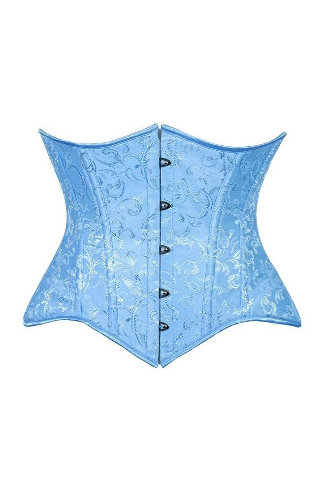 Daisy Corsets Lavish Lt Blue Brocade Waist Cincher Under Bust Corset w/Front Busk Closure
