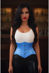 Daisy Corsets Lavish Lt Blue Satin Mini Cincher Underbust Corset Waist Cincher Busk Closure