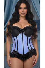 Daisy Corsets Lavish Lt Blue w/Black Lycra Hook & Eye Stretch Bustier Corset