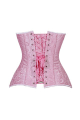 Lavish Lt Pink Brocade Overbust Corset W/Busk Closure - Daisy Corsets