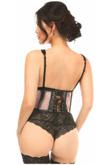 Lavish Lt Pink Fishnet Underwire Open Cup Waist Cincher - Daisy Corsets