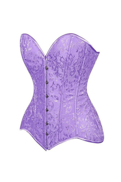 Lavish Lt Purple Brocade Overbust Corset W/Busk Closure