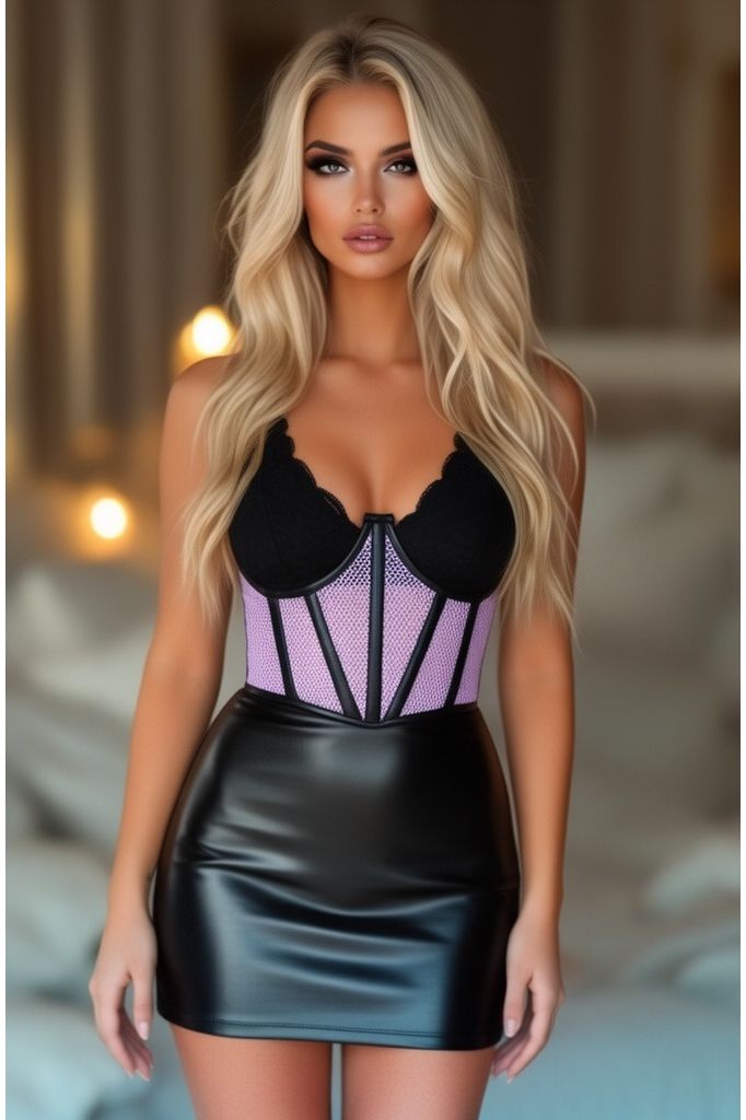 Daisy Corsets Lavish Lt Purple Fishnet Underwire Open Cup Waist Cincher