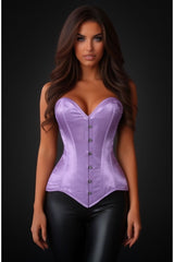 Daisy Corsets Lavish Lt Purple Satin Overbust Corset Sweetheart Neckline Busk Closure