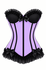Daisy Corsets Lavish Lt Purple w/Black Lycra Hook & Eye Stretch Bustier Corset