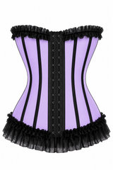 Daisy Corsets Lavish Lt Purple w/Black Lycra Hook & Eye Stretch Bustier Corset