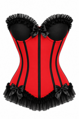 Daisy Corsets Lavish Red/Black Lycra Hook & Eye Stretch Bustier Corset