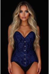 Daisy Corsets Lavish Navy Blue Lace Overbust Corset Sweetheart Neckline Busk Closure