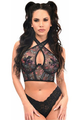 Daisy Corsets Lavish Butterfly Mesh Underwire Cincher w/Built In Halter Top