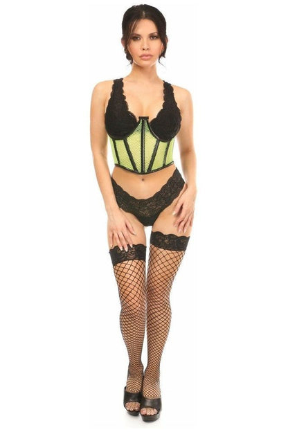 Lavish Neon Green Fishnet Underwire Open Cup Waist Cincher - Daisy Corsets