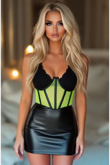 Daisy Corsets Lavish Neon Green Fishnet Underwire Open Cup Waist Cincher