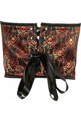 Daisy Corsets Lavish Orange & Black Skull Satin Open Cup Waist Cincher