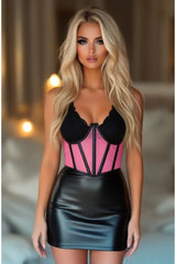Daisy Corsets Lavish Pink Fishnet Underwire Open Cup Waist Cincher