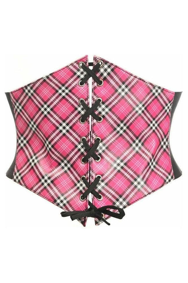 Daisy Corsets Lavish Pink Plaid Lace-Up Corset Belt Cincher