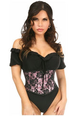 Lavish Pink w/Black Lace Overlay Mini Cincher - Daisy Corsets