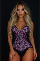 Daisy Corsets Lavish Pink/Black Lace Overbust Corset Sweetheart Neckline Busk Closure