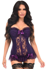Daisy Corsets Lavish Plum Lycra & Lace Hook & Eye Stretch Bustier Corset