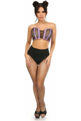 Daisy Corsets Lavish Holo & Fishnet Lace-Up Short Bustier Top