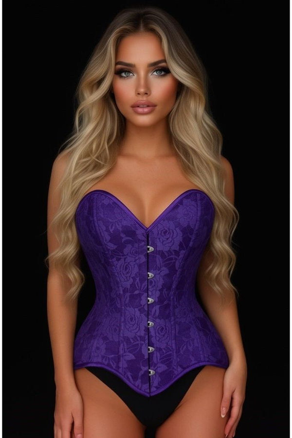 Daisy Corsets Lavish Purple Lace Overbust Corset Sweetheart Neckline Busk Closure