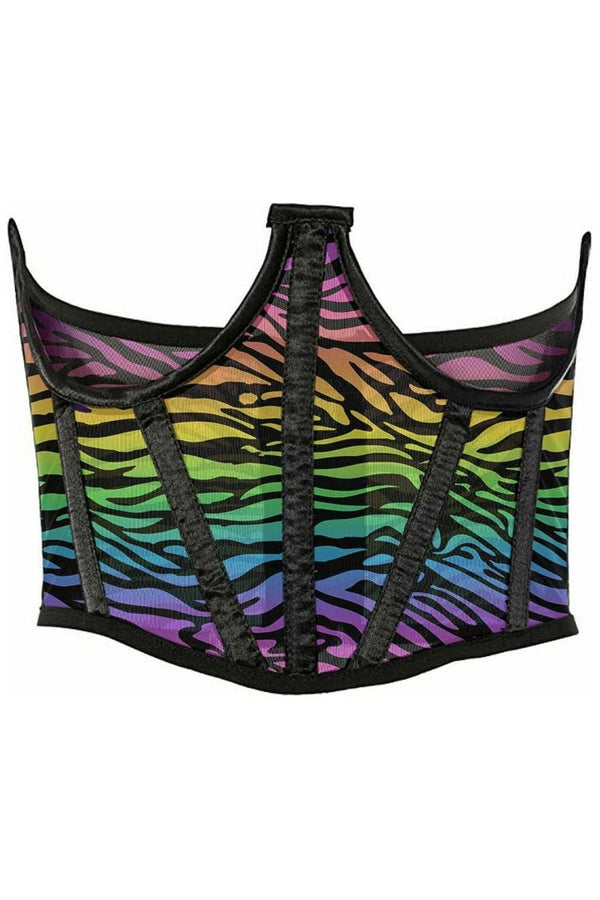 Daisy Corsets Lavish Rainbow Animal Print Mesh Open Cup Waist Cincher LV-1475