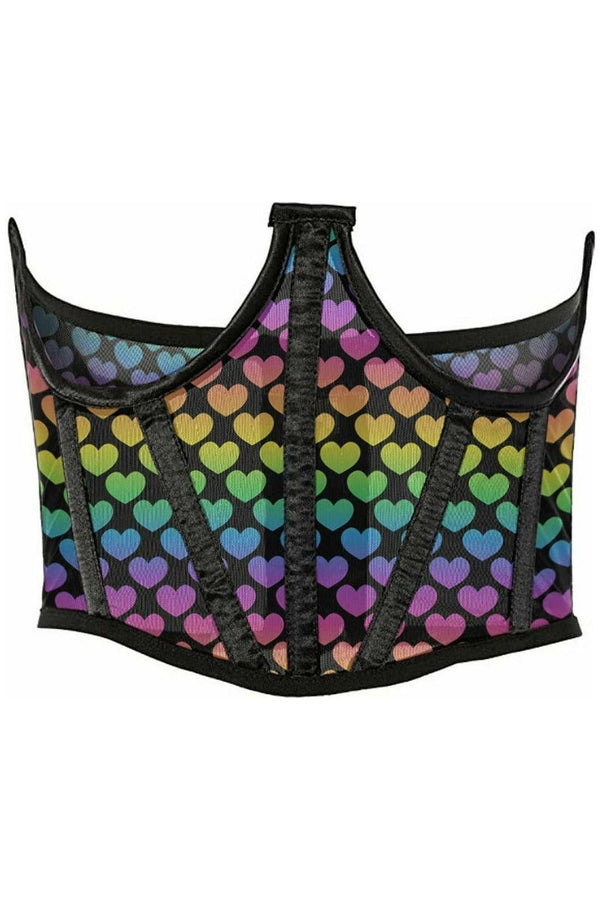 Daisy Corsets Lavish Rainbow Hearts Mesh Open Cup Waist Cincher