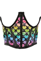 Lavish Rainbow Hearts Satin Underwire Waist Cincher Corset - Daisy Corsets