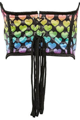 Lavish Rainbow Hearts Satin Underwire Waist Cincher Corset - Daisy Corsets