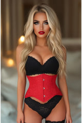 Daisy Corsets Lavish Red Brocade Mini Cincher Underbust Corset Waist Cincher Busk Closure